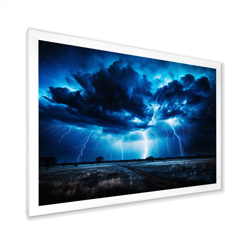 Ethereal Lightning III - Landscapes Wall Art Living Room, H 12 po x l 20 po x P 1 po, Cadre photo blanc