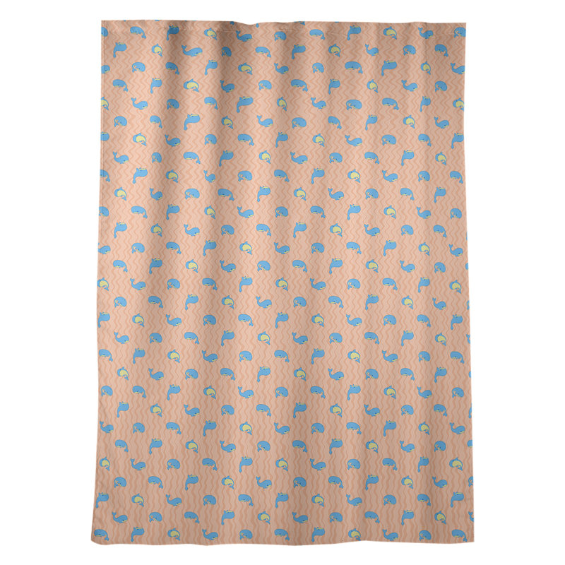 Panneau de rideau simple avec passe-tringle baleines room darkeningthermal Kitterman, Orange / Bleu