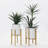 2-Piece White Fluted Metal Planter with Gold Stand , Indoor Decorative Planter Pots