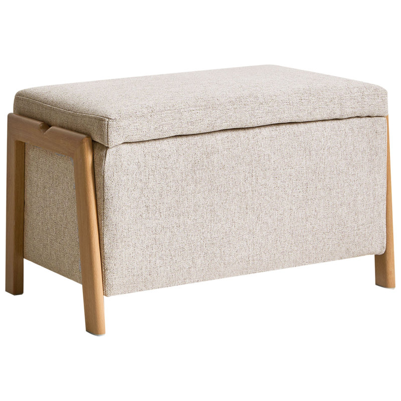 Taheem Fabric Upholstered Storage Bench, Beige