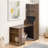 Mid-century Multi-use Extenable Cabinet Desk With Storage Peg Board, Storage Cabinet With Sliding Glass Doors, Led Light, Free Cat Cushion And Cat Toy