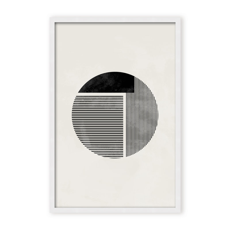 Abstract Minimalist Round by  - Picture Frame Painting on Paper, Framed Canvas, 24" H x 16" W x 2.375" D, White