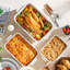 MALACASA Rectangle Stoneware Stainless Steel 3 Piece Ramekin Au Gratin Dish Bakeware Set