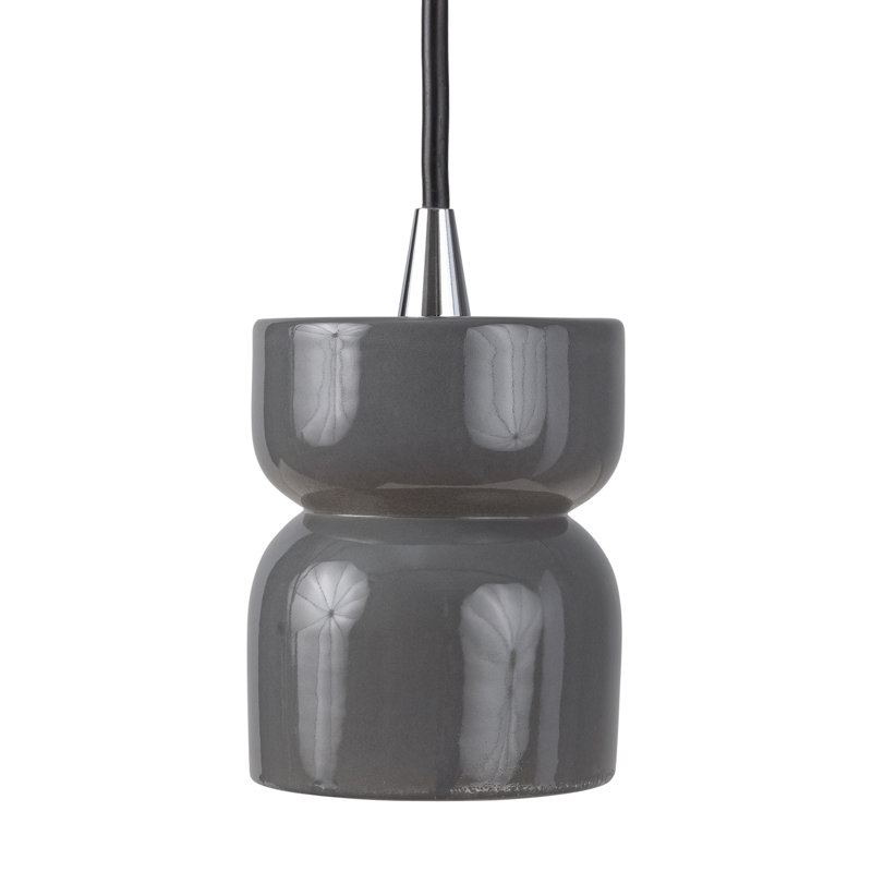 Luminaire suspendu en sablier Leni, Gris brillant, Chrome poli