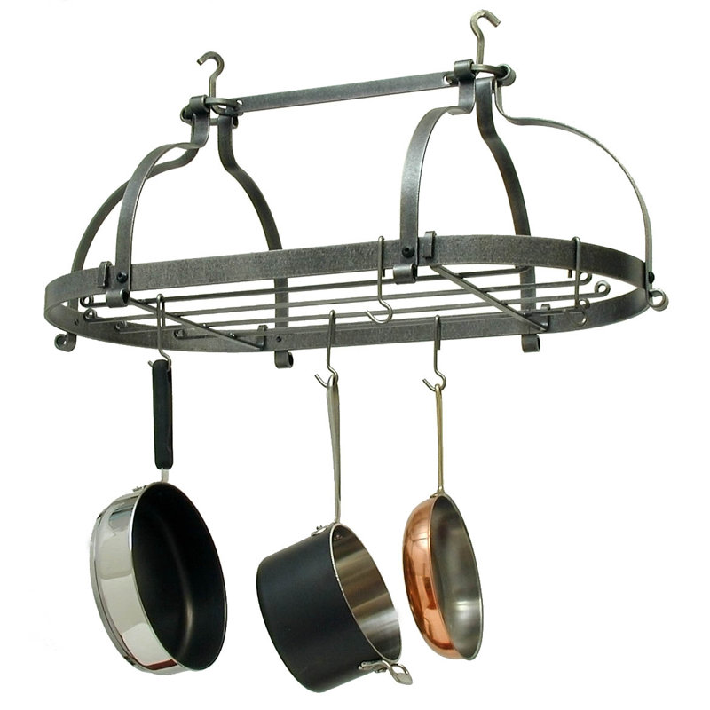 Handcrafted Double Dutch Crown Ceiling Rack W 18 Hooks Hammered Steel