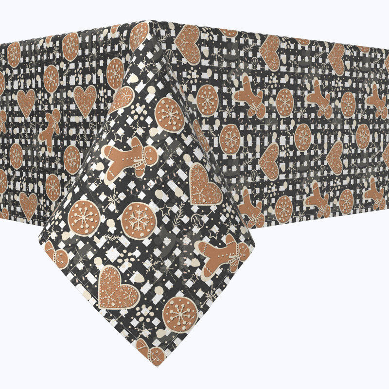 Geometric Christmas Tablecloth, 54" L x 54" W, Gingerbread Plaid