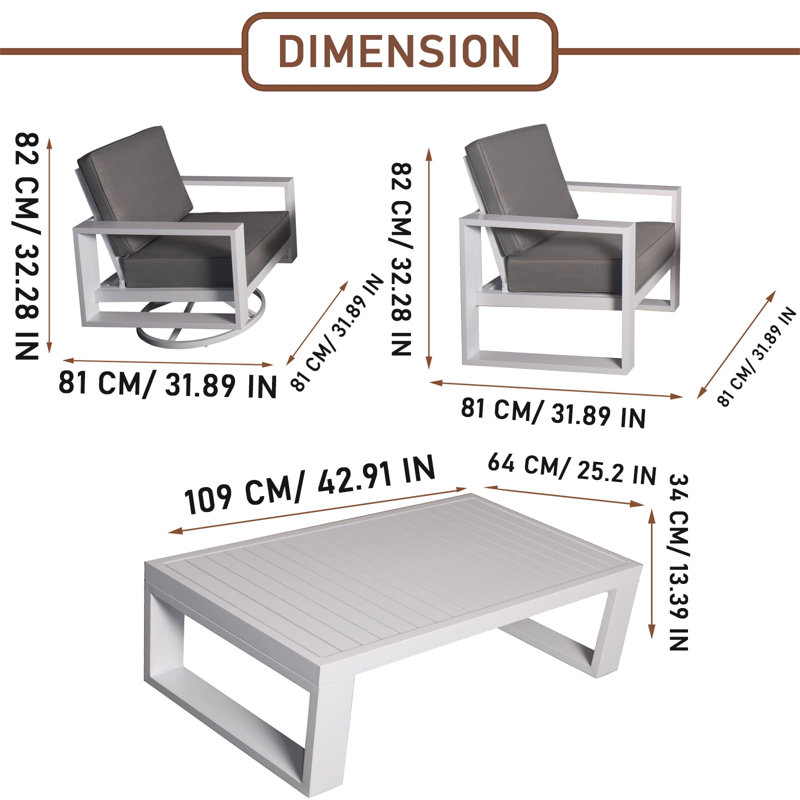 Mala 4 - Person Patio Dining Set with Rectangular Table , Cushions Included