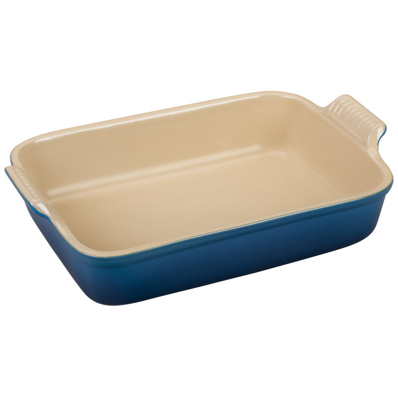 Le Creuset Stoneware Heritage Rectangular Dish,  3.6" H x 15.3" W x 10" D, Blue