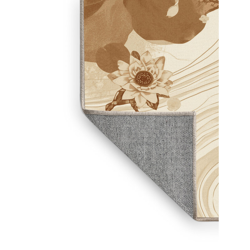 Tapis beige classique lavable à la machine Pegah, 8 x 12