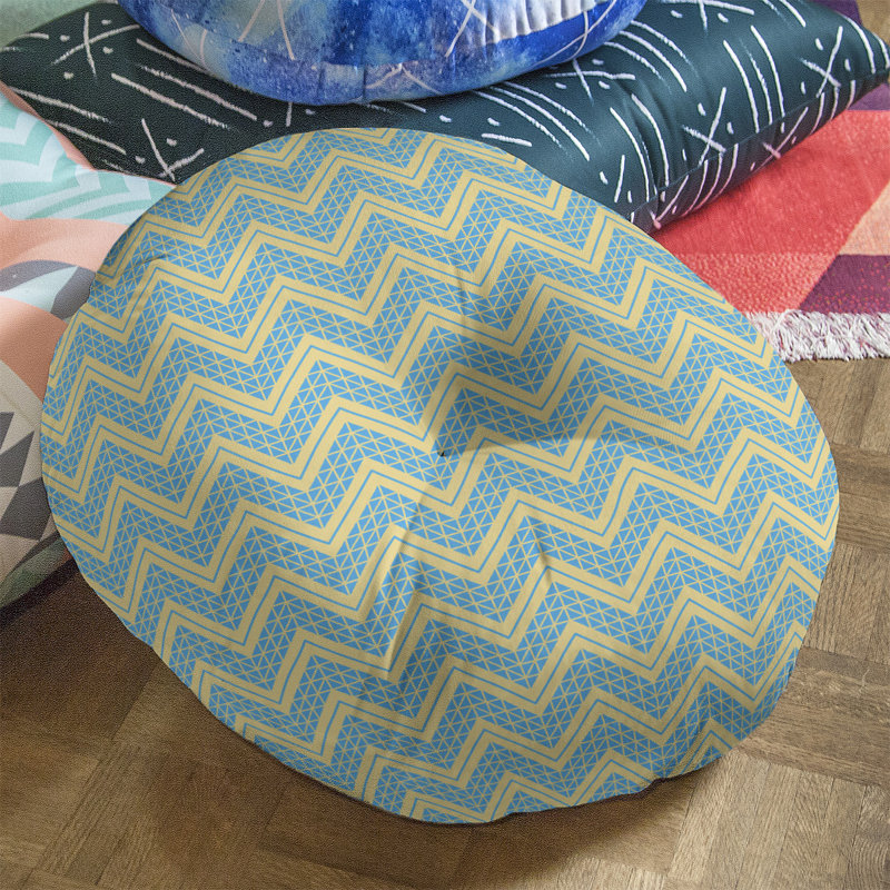 Coussin Rhonda Cheval, 26 po x 26 po, Jaune / bleu