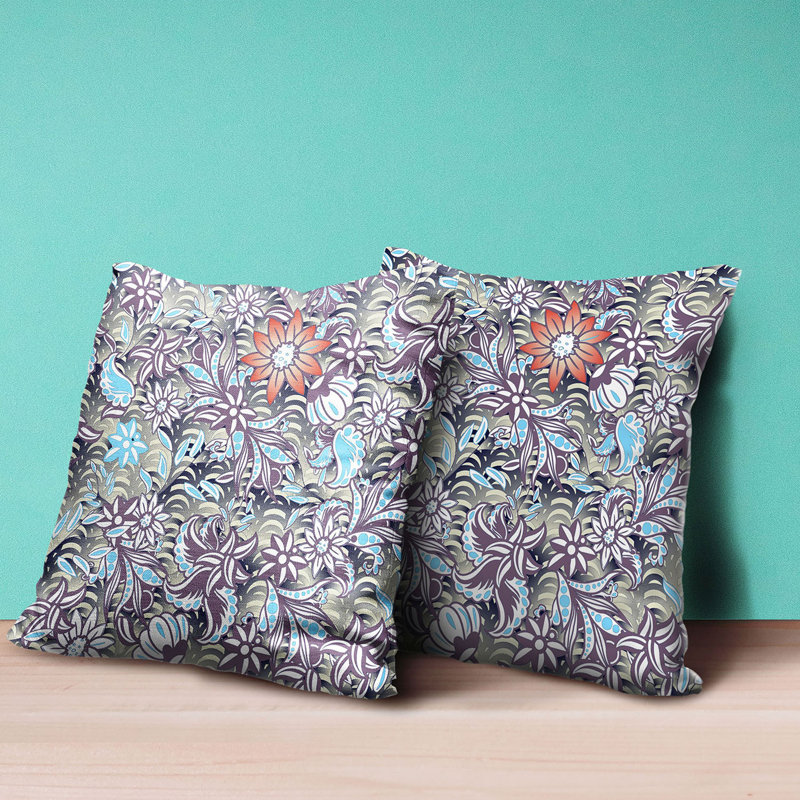  Housse et insert de coussin décoratif en polyester, 18 po x 18 po, Mauve / Gris