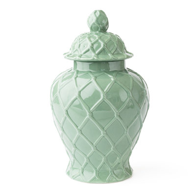 Pot à gingembre vert texturé - très grand