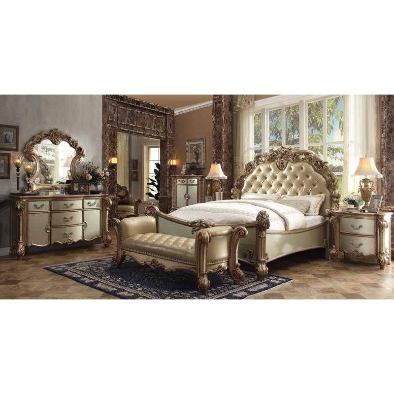 Carlene Vanity, Gold Patina/Bone