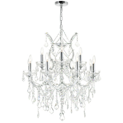 Lustre 13 lumières Orr, plafonnier en cristal chromé 30 pouces pour salle à manger, chambre à coucher ou vestibule