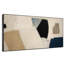 Très grand art mural imprimé sur tissu - Formes abstraites minimalistes en blanc, bleu et noir pour le salon ou la chambre à coucher - «Assemblage requis du cadre (cadre non fini)»-129758589