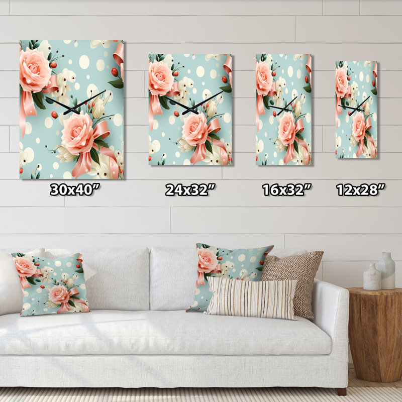 Horloge murale romantique à pois romantique, H 28 po x l 12 po x P 1 po