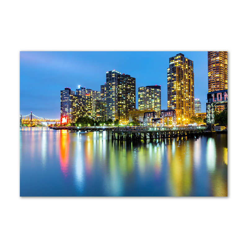 New York by Night 1 Piece Wrapped Canvas Wall Art