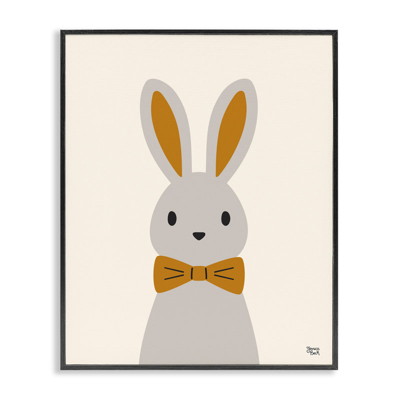 Simple Rabbit with Bowtie Framed Giclee Art by Jessica Beck, Midnight Black Framed Giclee, 20" H x 16" W