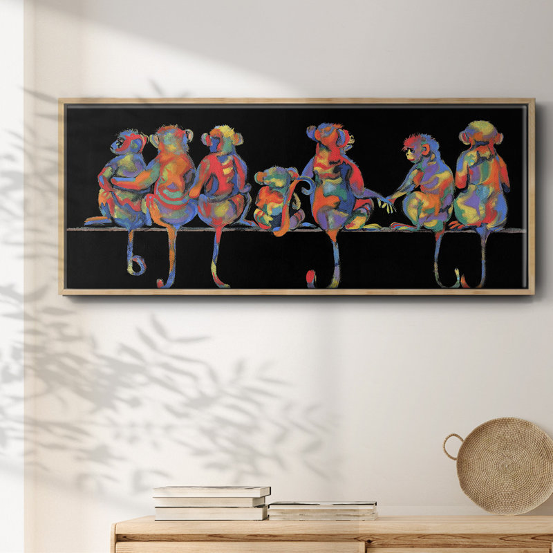 Fun Monkeys - toile encadrée, H 20 po x l 50 po