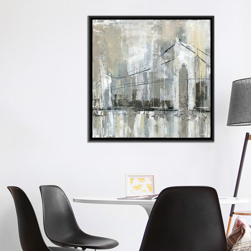 " Midtown Bridge I " by Carol Robinson, 18" H x 18" W x 1.5" D, Black Framed Canvas, No Mat
