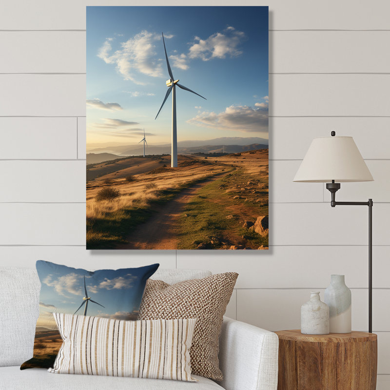 Wind Turbines Track Minimalist Motion III, reproduction d'art sur toile, H 32 po x l 16 po x P 1 po, Toile tendue