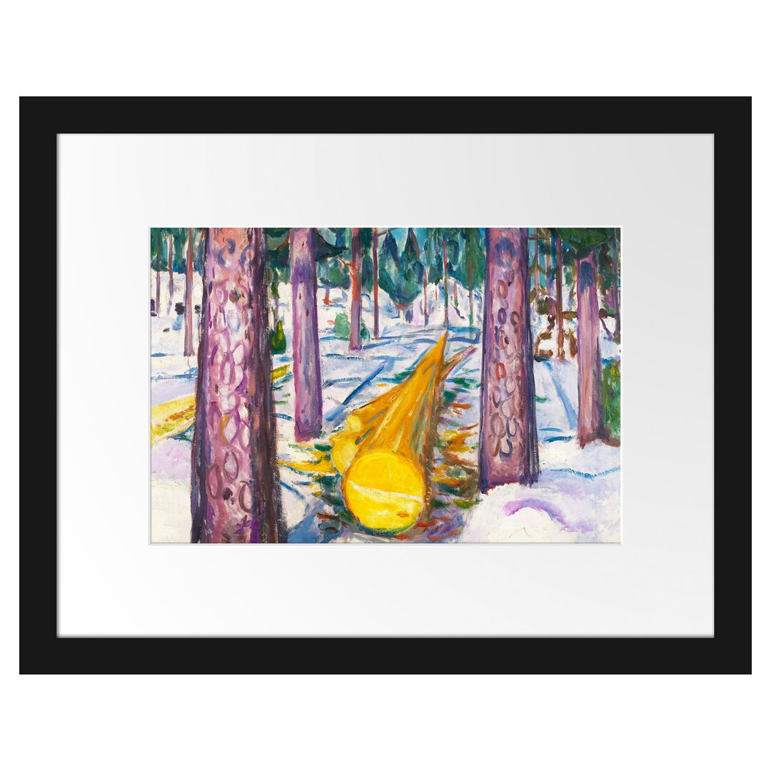 Gerahmter Kunstdruck Yellow Tree Trunk von Edvard Munch