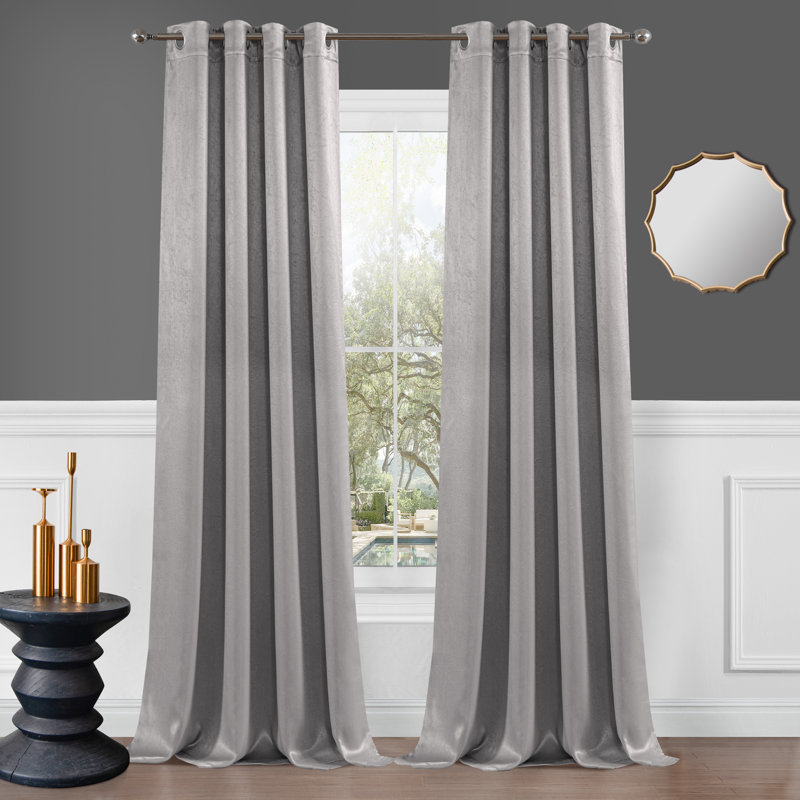 Paire de rideaux occultant en polyester Rosetter, Argent