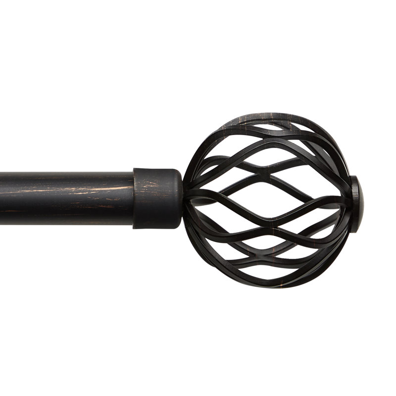Tringle à rideaux simple réglable en fer de 36 po à 72 po 1 po, Brun foncé