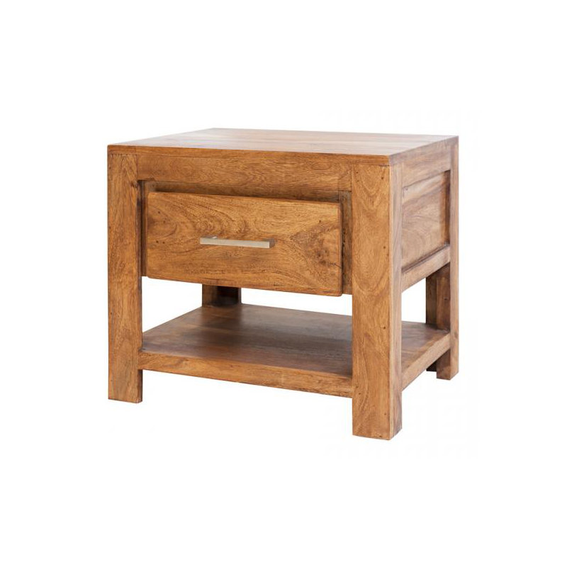 Granby 50cm W Solid Wood Bedside Table, Teak