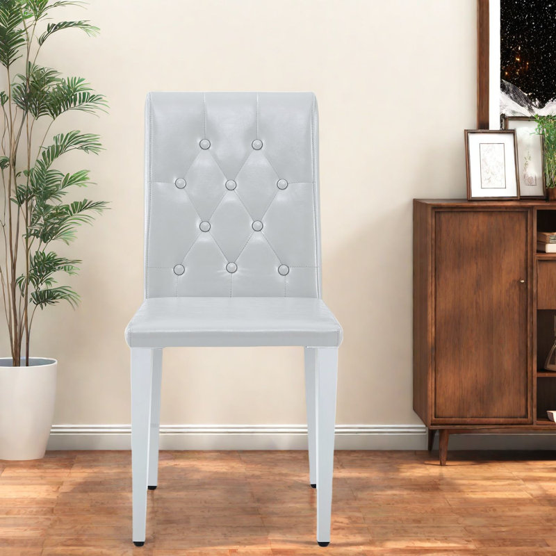 Chaises ergonomiques en polyuréthane gris clair, conception moderne en métal pour les repas en famille