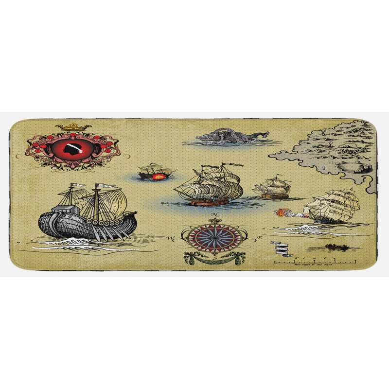 Coastal Polyester Kitchen Mat