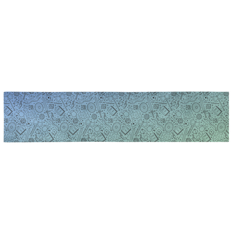 Chemin de table géométrique avicia, 90 po x 16 po, Vert, bleu et noir, 100 % coton