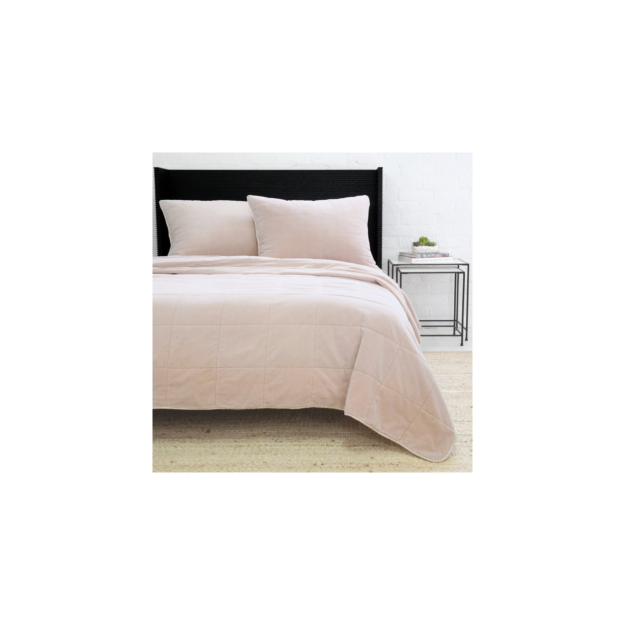 Amsterdam Velvet Coverlet, King Coverlet/Bedspread, Blush