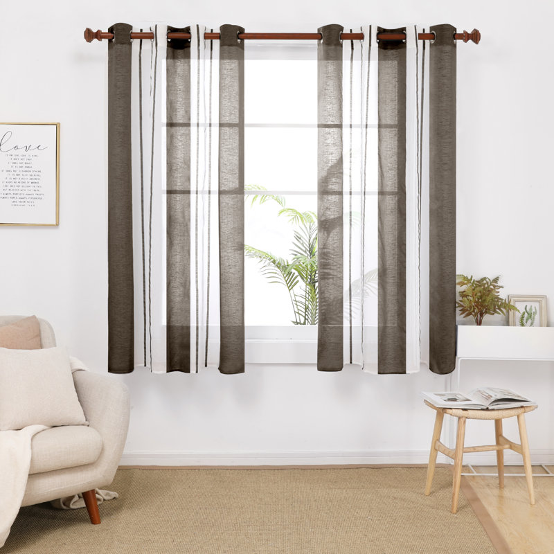 Dearious Sheer Door Curtains, Width 140 x Drop 138 cm, Brown