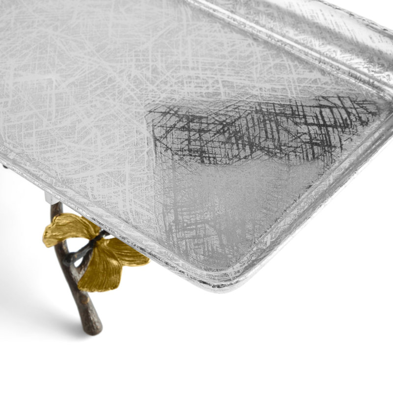 Butterfly Ginkgo Footed Tray, 6.75" H x 18" W x 12" D