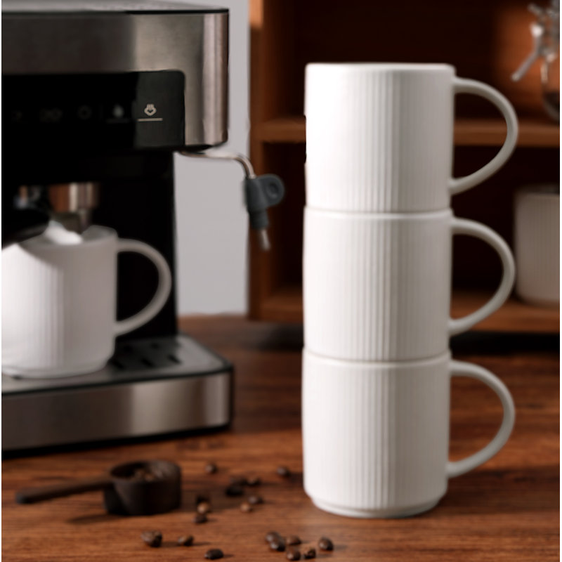 Grande tasse à café en grès Azal, Blanc mat, 12 oz