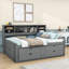 Lit de jour en bois Nagaji avec lit gigogne simple et tablettes-1773857194