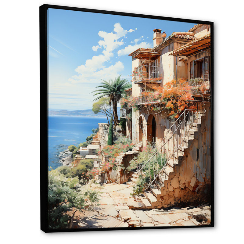 Spain Mediterranean Serenity In Mallorcain - Cityscapes Canvas Wall Art, H 20 po x l 12 po x P 1 po, Cadre flottant noir