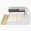 Lit plateforme en bois avec tête de lit, tablettes et 2 tiroirs, blanc