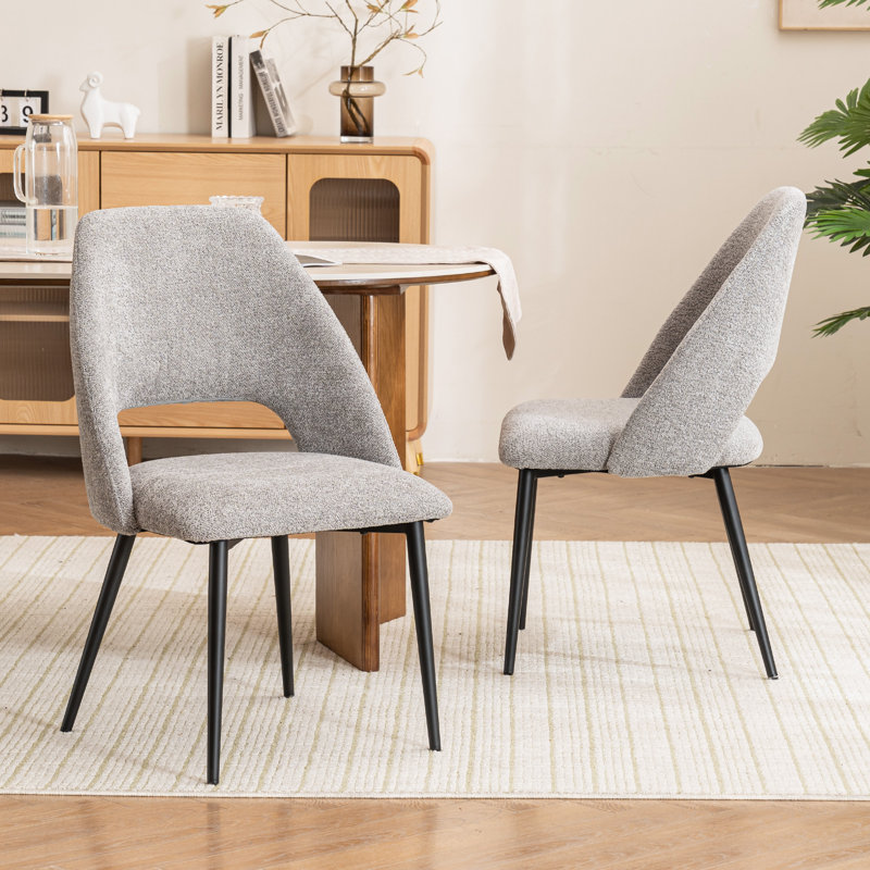 20.1"W Mid-Century Modern Dining Chairs, Fabric/Leather Upholstered Side Chairs, Armless Vanity Chair With Metal Legs For Dining Living Room Vanity Office