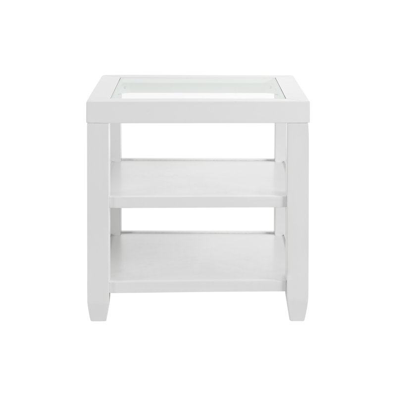 Arystan End Table with Storage, White