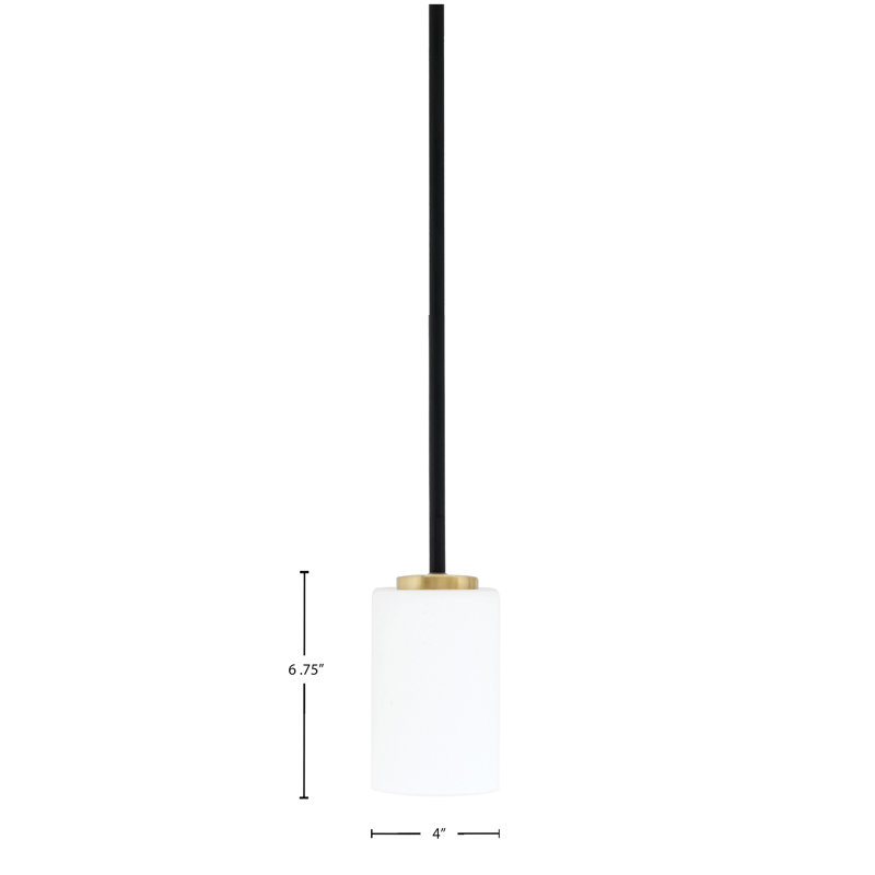 Mini-luminaire suspendu 1 lumière Amarmula, noir mat et laiton vieilli, verre mousseline blanc 4 po