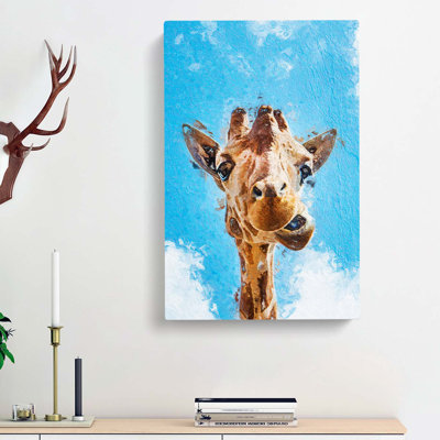 Chewing Giraffe - Wrapped Canvas Painting