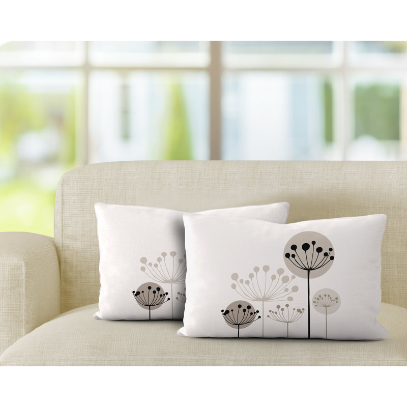 Polyester/Polyester Blend Lumbar Rectangular Indoor/Outdoor Pillow Cover & Insert, Beige