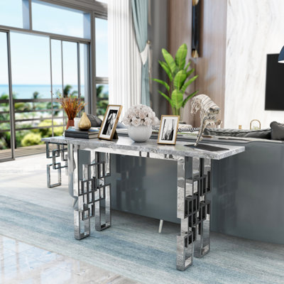 55"" Grey Living Room Console Table For Entryway, Living Room, Office, Foyer, Front Hall, Hallway -  Ivy Bronx, 534851AD5F504B33801BB8750DDD6417