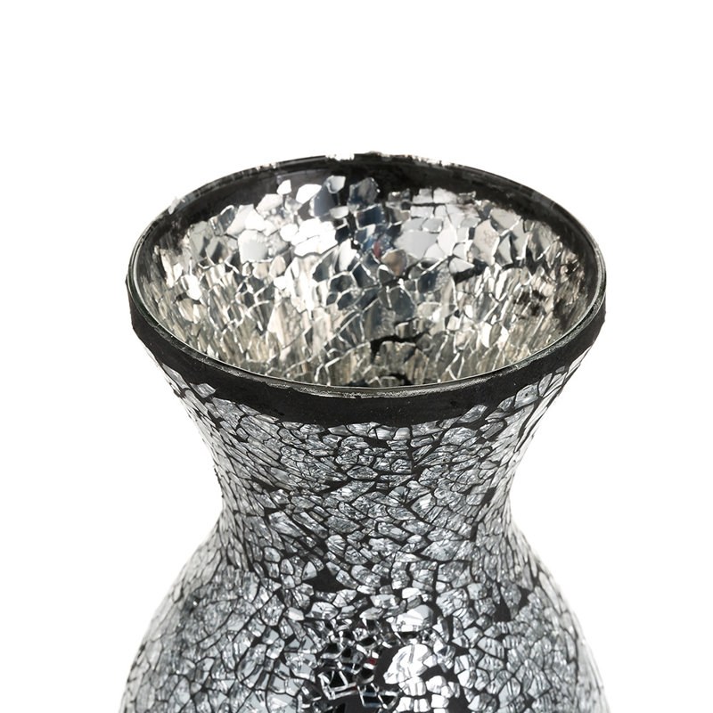 Thomson Handmade Glass Table Vase, Black Silver