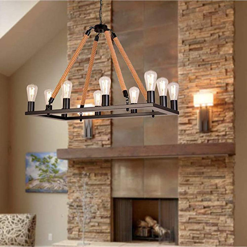 Basey 10-Light Matte Black Kitchen Island Pendant
