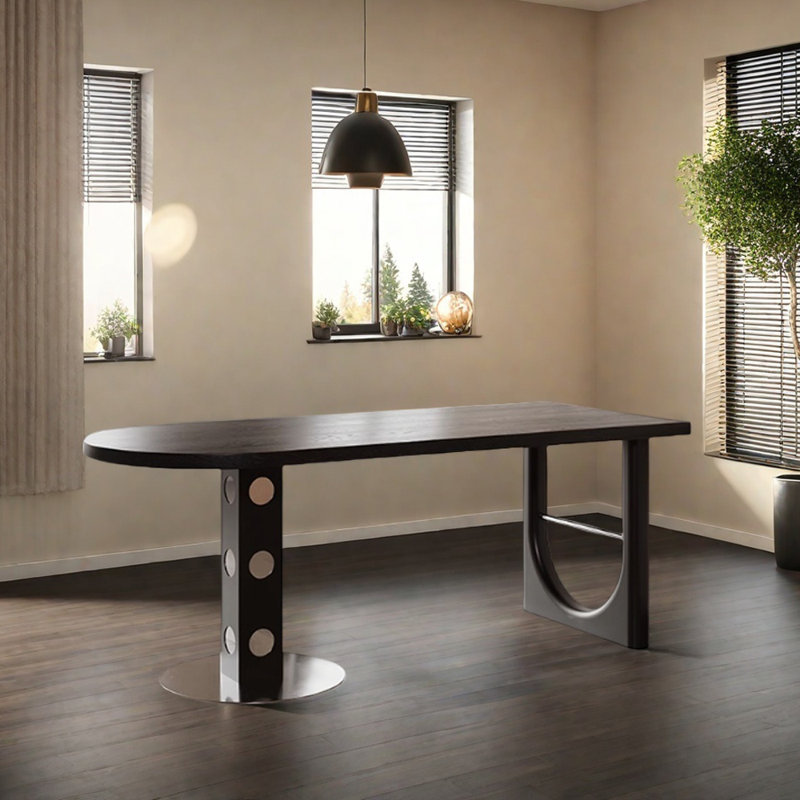 Creative Unique-shaped Solid Wood Dining Table, 29.52"H x 55.11"L x 27.55"W