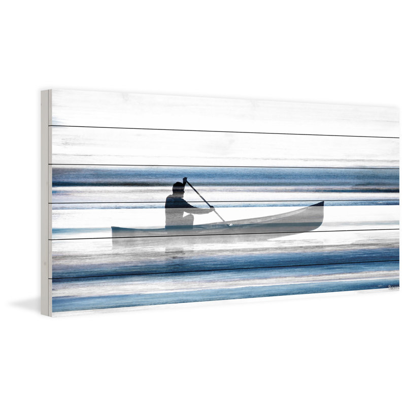 «Blue Lake Canoe II», reproduction sur bois blanc, H 20 po x l 40 po x P 1,5 po