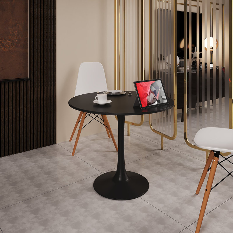 Shrivastava Mid Century Modern Dining Table/Coffee Table with Round Top & Pedestal Base, Functional Table for Kitchen, Dining & Living Room, Perfect for Breakfast Nooks & Kitchens